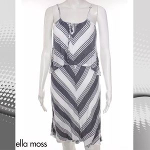 ELLA MOSS (ANTHRO) Gray/Wht Diagonal Stripe Dress